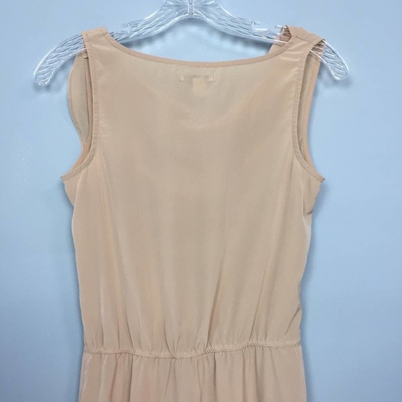 Gap Sleeveless Drape Neck Elastic Waist Ruffle Satin Dress Women’s Size 0 Beige - Picture 7 of 12
